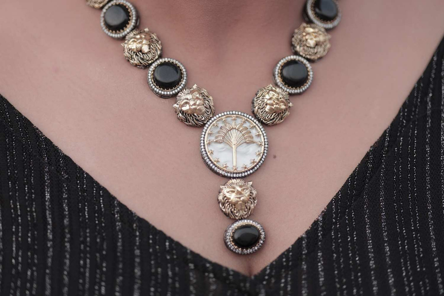 Black and Golden Bagh Statement Necklace