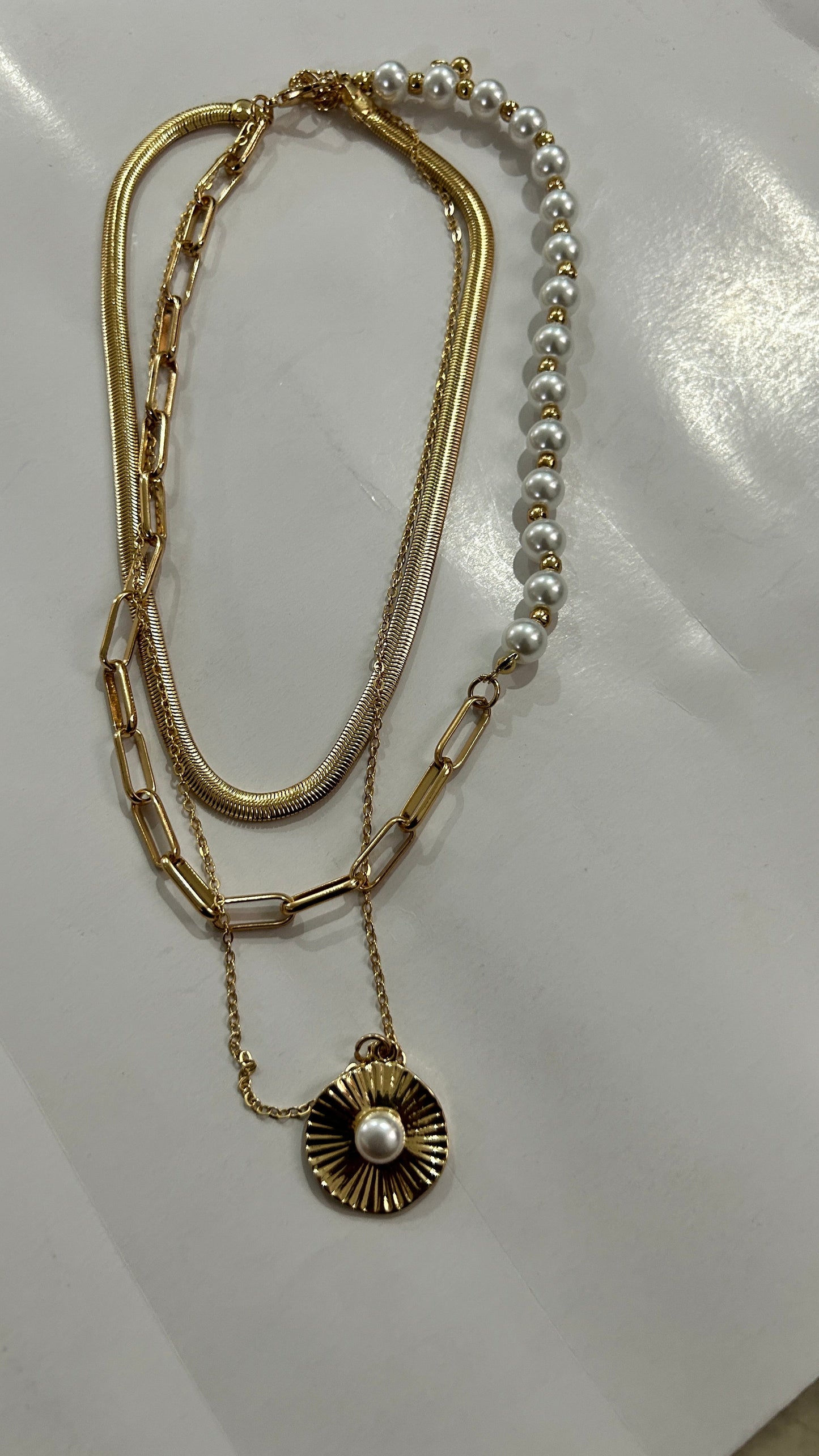 Three Layer Pearl statement Necklace