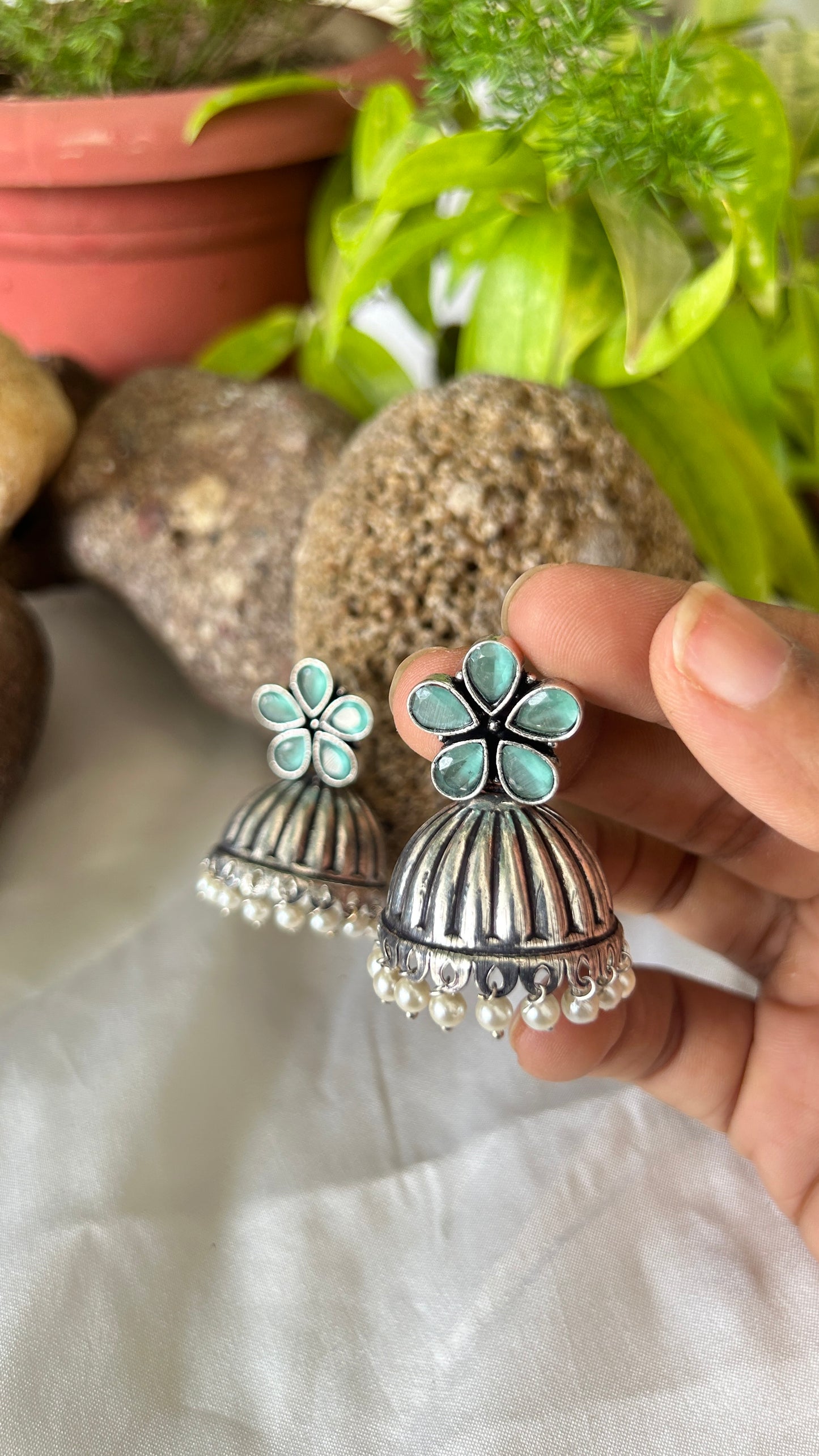 oxidised jhumka