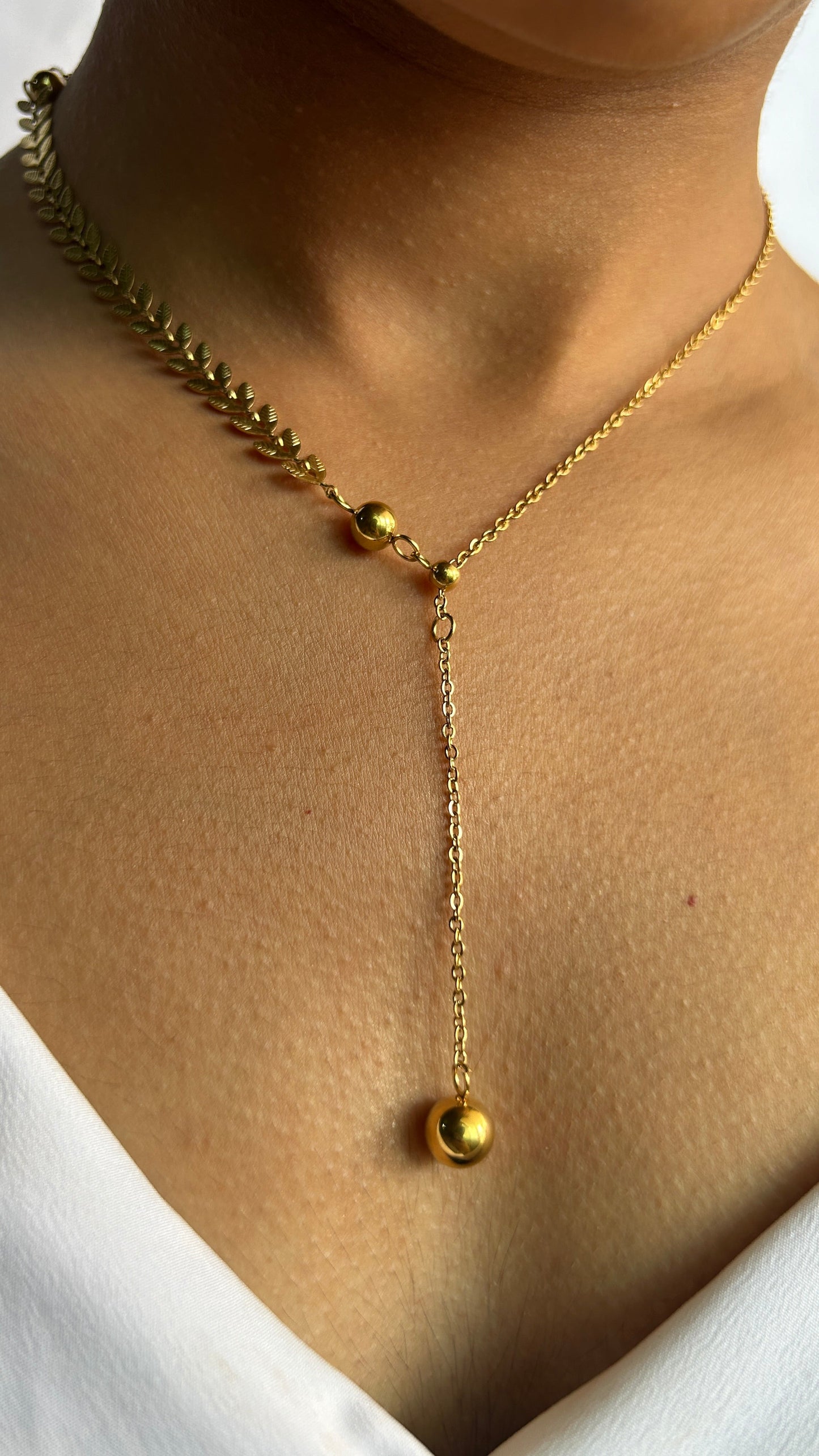 Leaf Statement Neck Chain Earrings