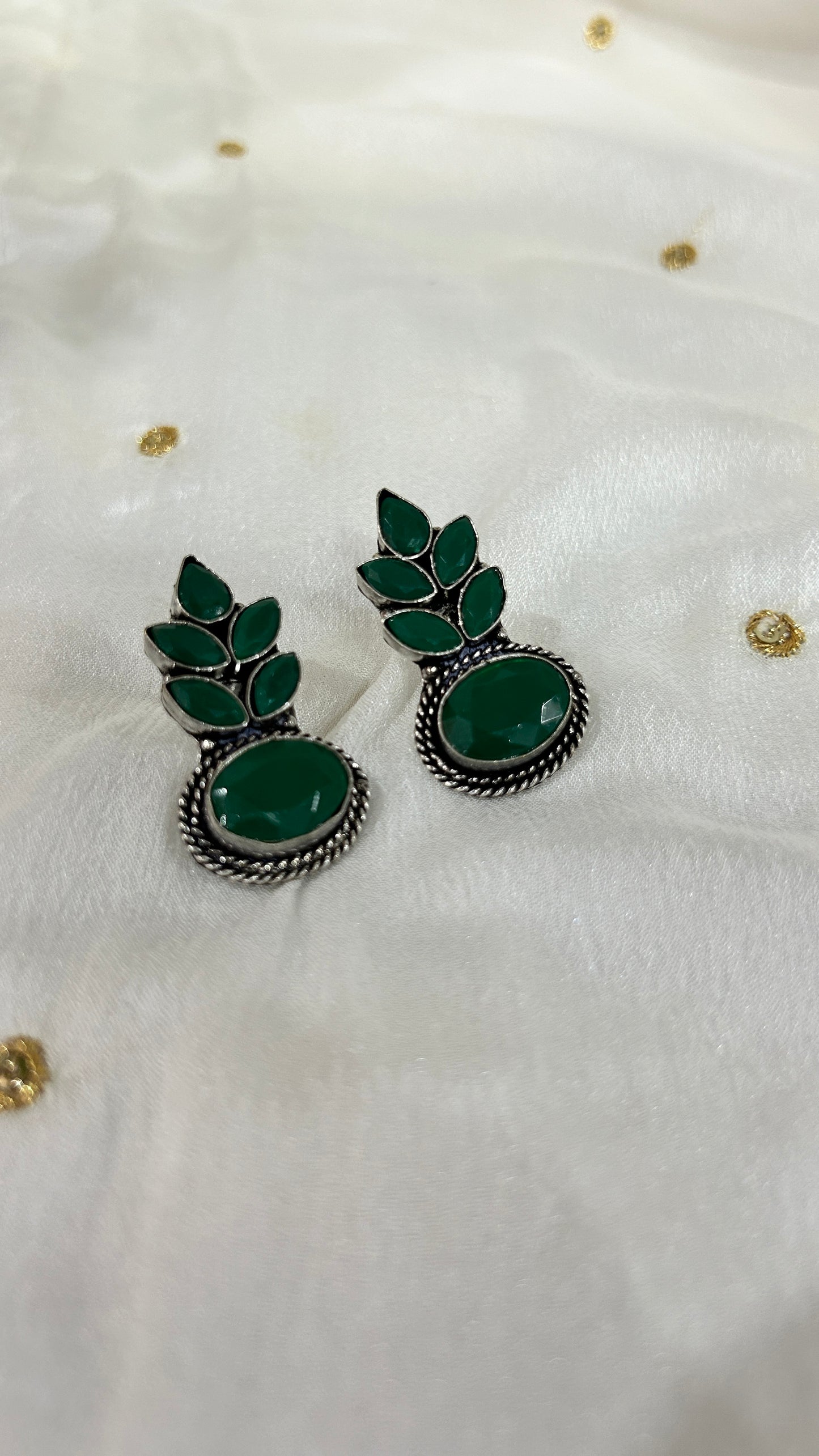 Vibrant Green Leaf Earrings