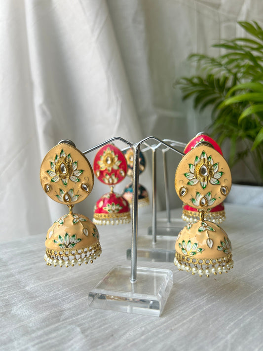 Peach Meenakari Jhumki