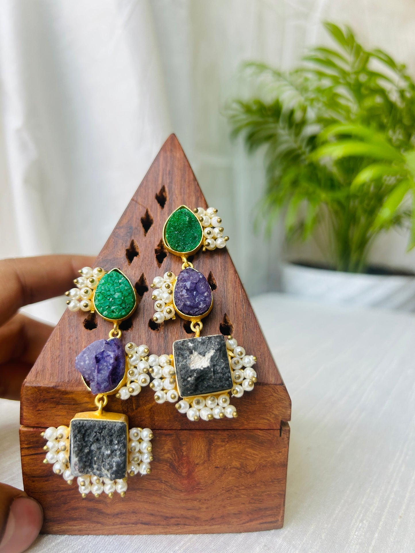 Multi Real Stone Earrings