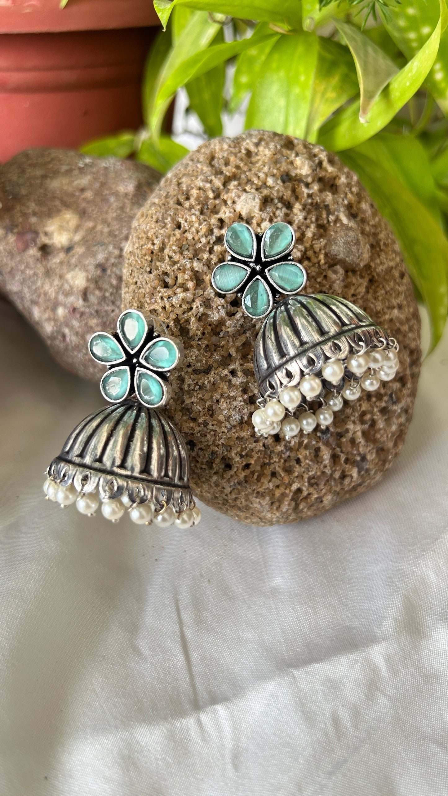 oxidised jhumka