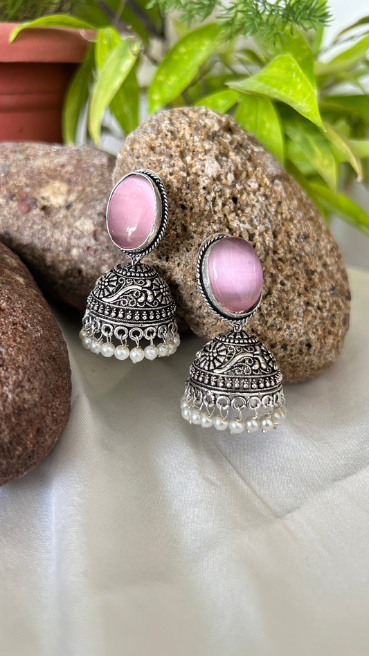 Drop Oxidised Jhumka Earrings