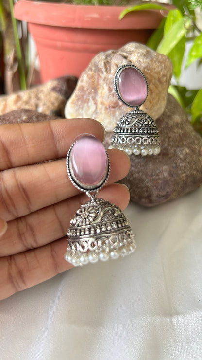 Drop Oxidised Jhumka Earrings