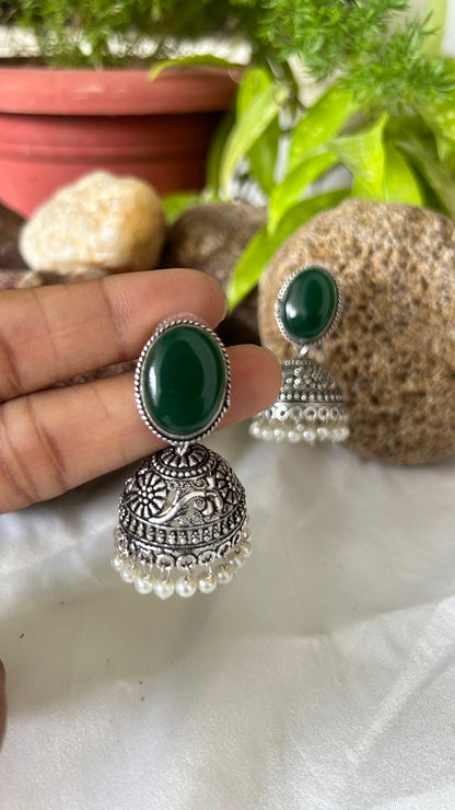 Drop Oxidised Jhumka Earrings