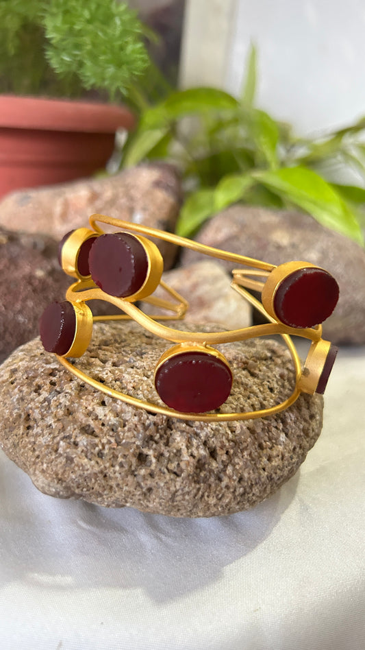 Double Layer Ruby Stone Gold Finish Bracelet