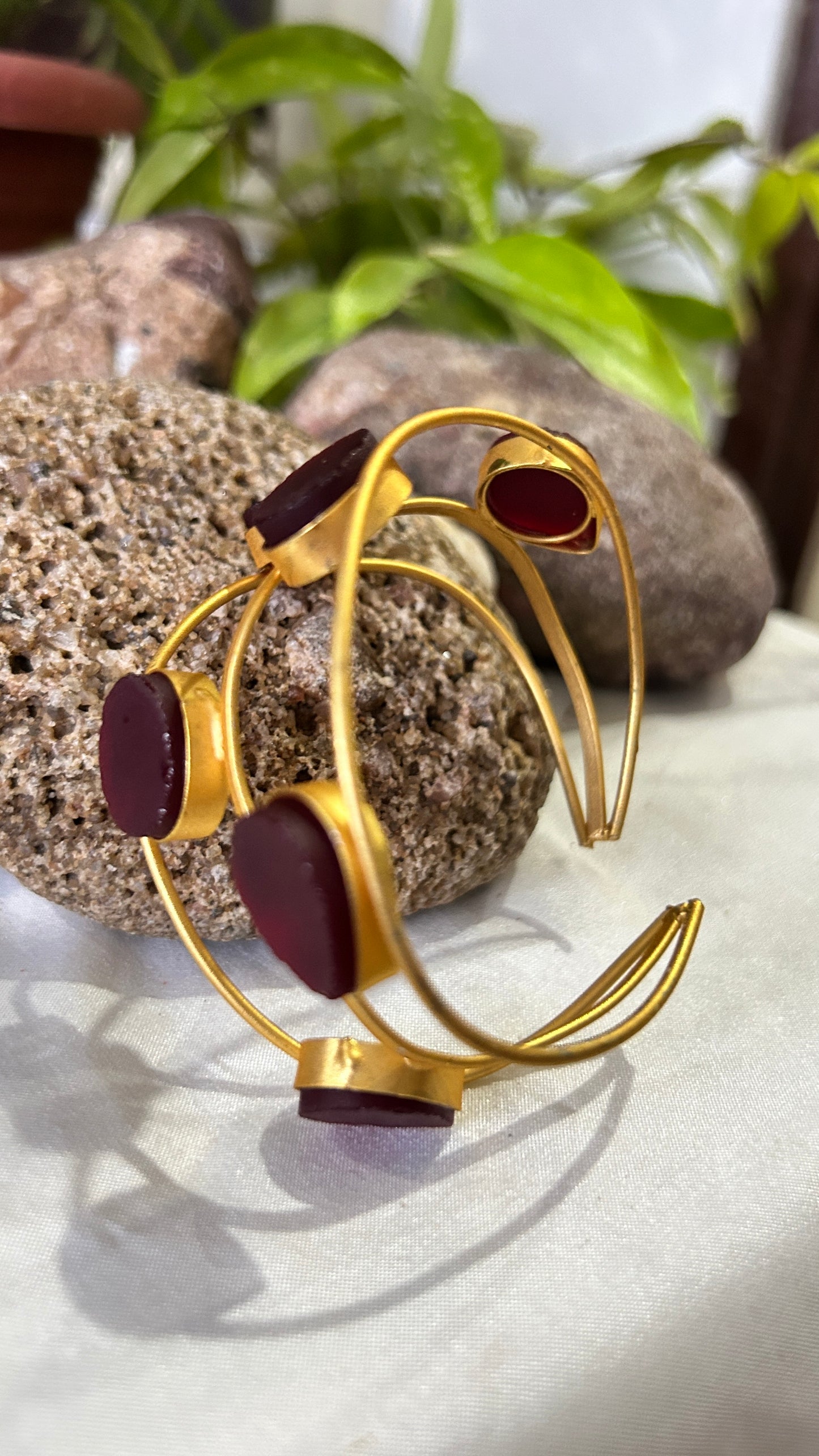 Double Layer Ruby Stone Gold Finish Bracelet