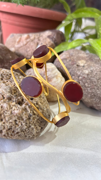 Double Layer Ruby Stone Gold Finish Bracelet